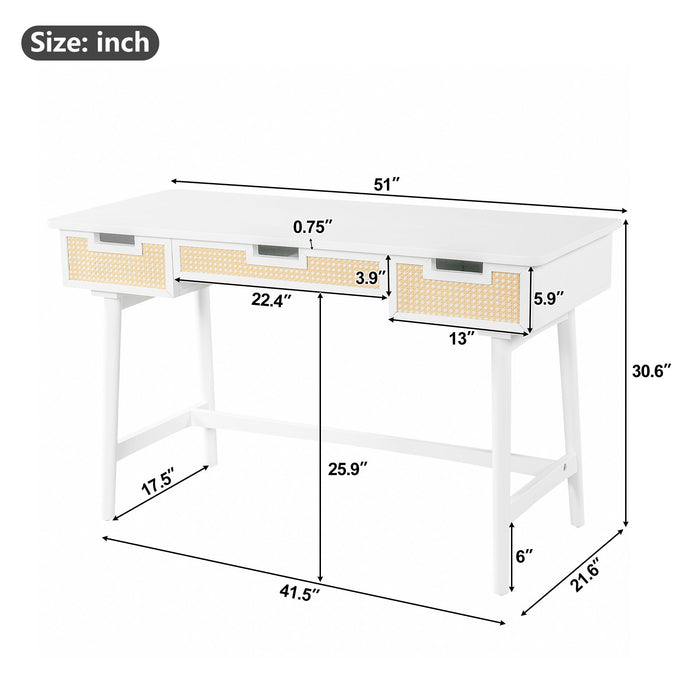 Writing Desk With 3 Drawers For Living Room Noble House