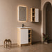 24" Bathroom Vanity With Sink & Wall Mounted Side Cabinet, Vanity Set With Thin Edge Sink, Interchangeable & Door Panels, Open & Hidden Storage - Black / Light Oak / White Home Essentials
