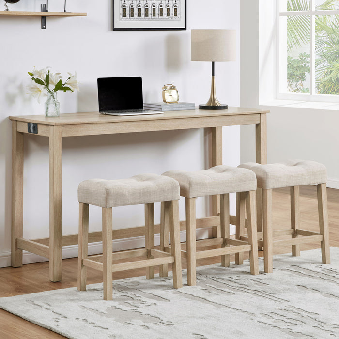 4 Piece Bar Table Set With Power Outlet Home Essentials