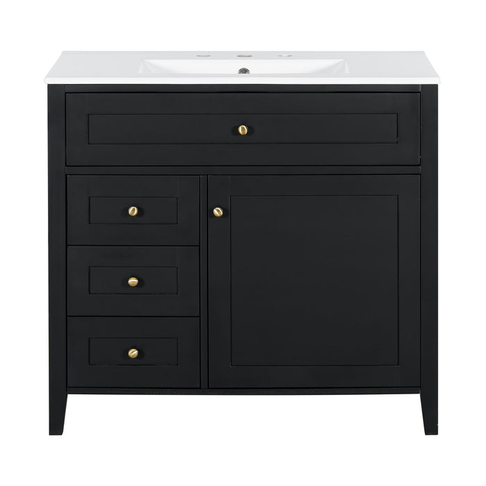 Bathroom Vanity With Sink, 3 Drawers & Cabinet With Adjustable Shelves Hearth and Haven