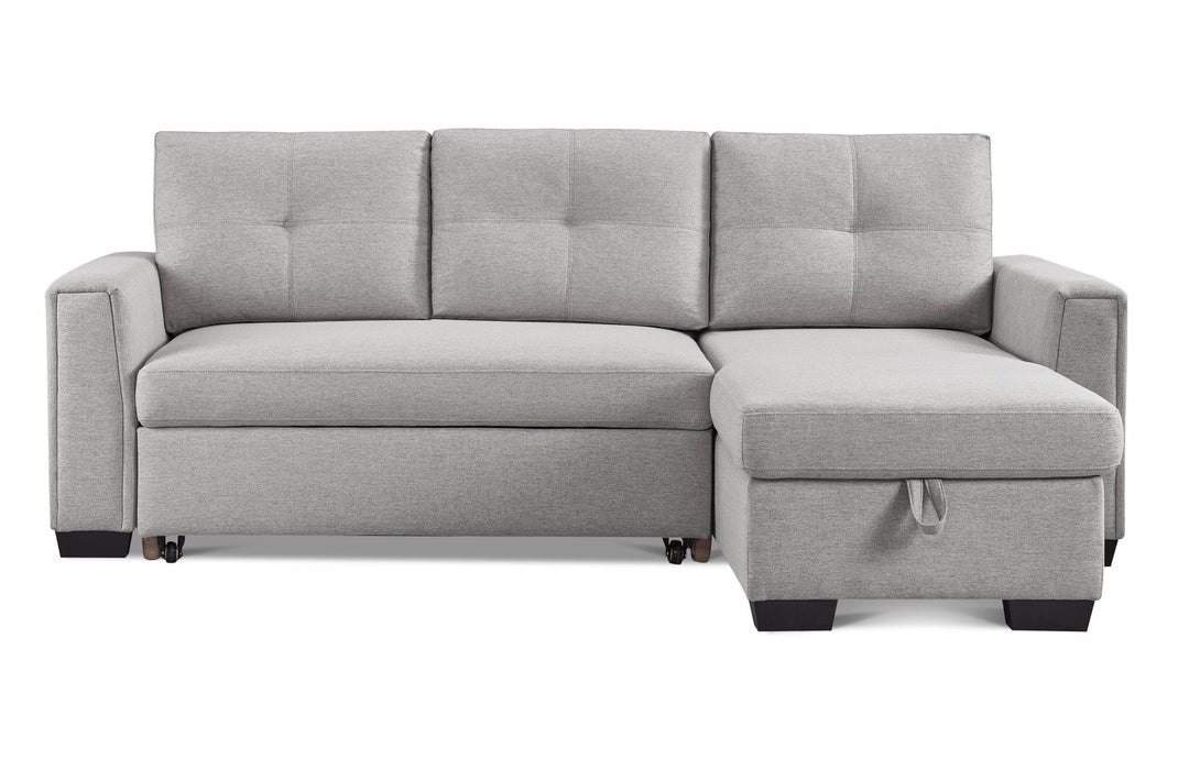 Polyester Blend Convertible Futon Sleeper Sofa With Black Legs - Light Gray