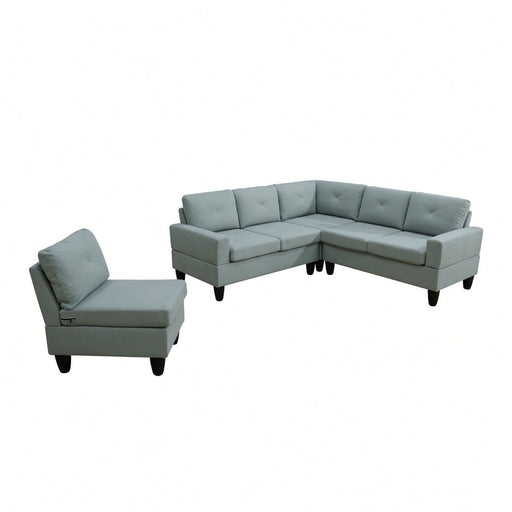 Modular L - Shaped Sectional Sofa 6 Seater 4 Piece, Couch With Chaise - Green Home Essentials