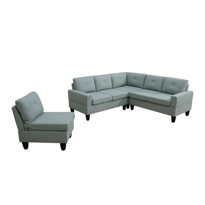 Modular L - Shaped Sectional Sofa 6 Seater 4 Piece, Couch With Chaise - Green Home Essentials