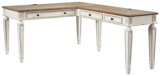 Realyn - Home Office L Shaped Desk - White / Brown Signature Design by Ashley®
