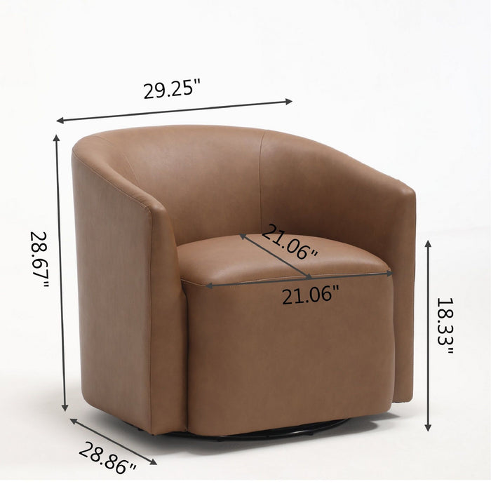 Swivel Barrel Accent Chair For Living Room - Antique Brown Home Essentials