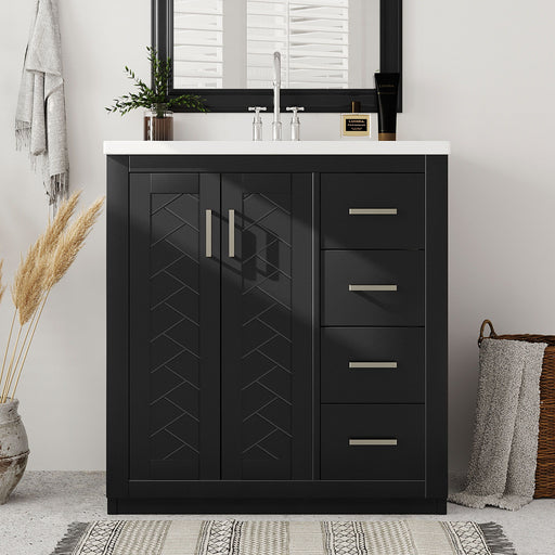 Bathroom Vanity With Sink, Storage Cabinet, Freestanding Set With 3 Drawers & Soft Closing Doors Hearth and Haven