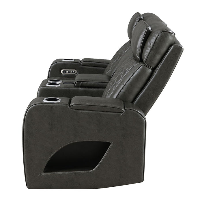Taddeo - Power Motion Loveseat With Console, Speaker, USB, Wireless Charger & LED - Dark Gray ACME