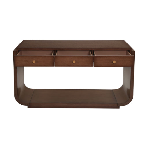 Console Table With 3 Drawers, Display Shelf, Curved Legs - Walnut Noble House