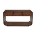 Console Table With 3 Drawers, Display Shelf, Curved Legs - Walnut Noble House