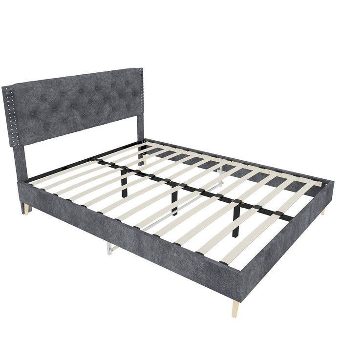Upholstered Bed With Tufted Headboard Home Essentials