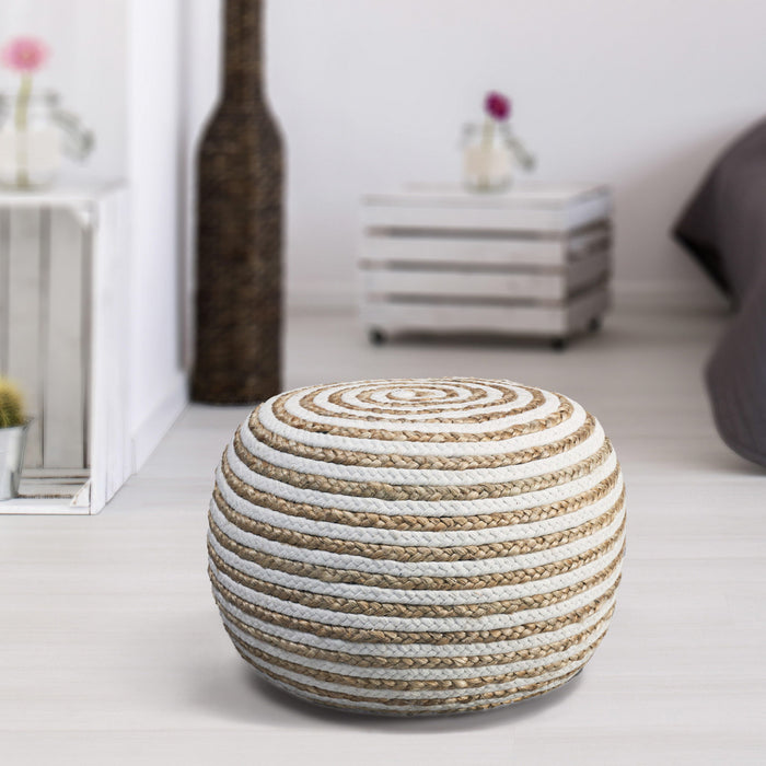 Jute Ottoman - White