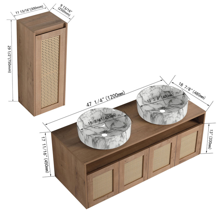 Bathroom Vanity & Art Sink And Side Cabinet, Float Mounting Design Home Essentials