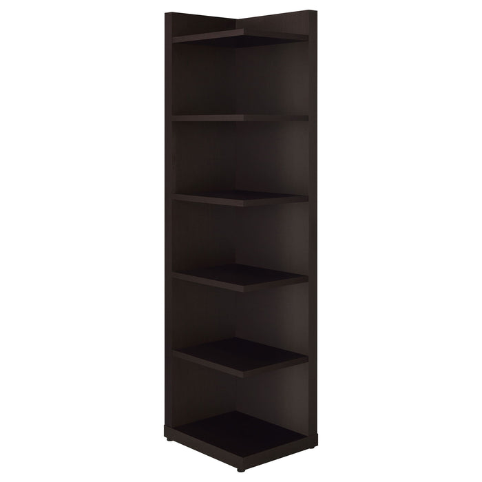 6 Tier Corner Bookcase - Cappuccino Furniture Max