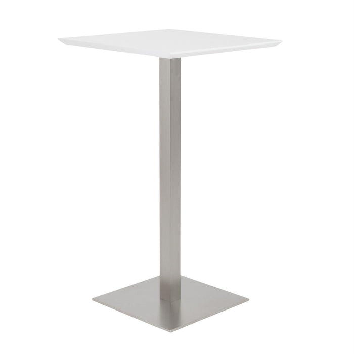 Metallic Square Steel Bar Table - White And Silver