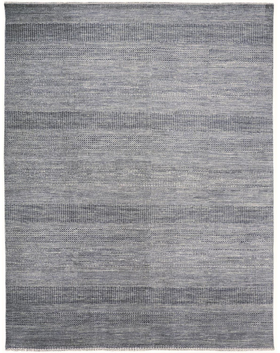 7.8' x 9.8' Wool Striped Hand Knotted Area Rug - Silver