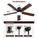 Low Profile Ceiling Fan With Reversible DC Motor, Remote Control, LED Light - Black Daily Nest
