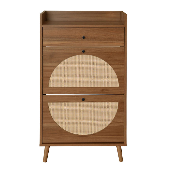 Allen - Rattan 2 Door 1 Drawer Cabinet Shoe Rack For Entrance