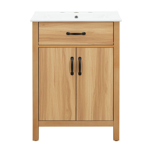 Bathroom Vanity With Flip Drawer, 2 Soft Close Doors, Adjustable Shelf And Ceramic Sink Hearth and Haven