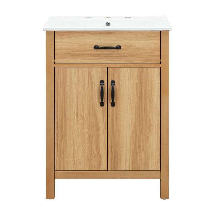 Bathroom Vanity With Flip Drawer, 2 Soft Close Doors, Adjustable Shelf And Ceramic Sink Hearth and Haven