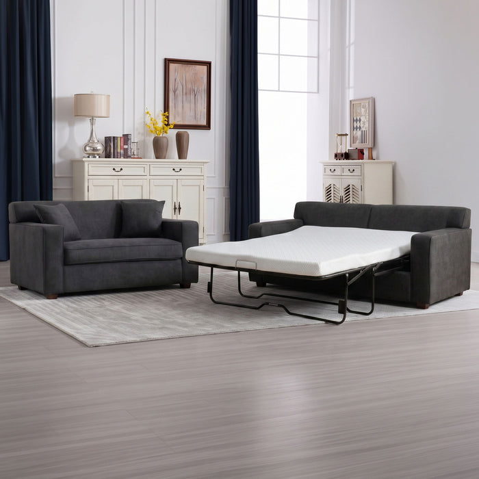 Convertible Sleeper Loveseat & Chair Set With Fold Out Mattress, Loveseat & Chair - Gray Home Essentials