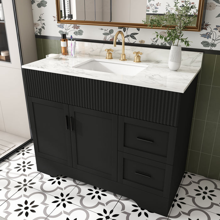 Bathroom Vanity Set, Soft Close Doors & Drawers, 3 Faucet Holes, Sink Included - Black Home Essentials