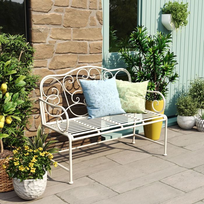 Sunnydaze - Outdoor Garden Bench - Matte White Noble House