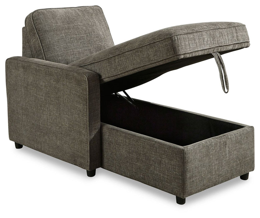 Kerle - Charcoal - Chaise with Storage