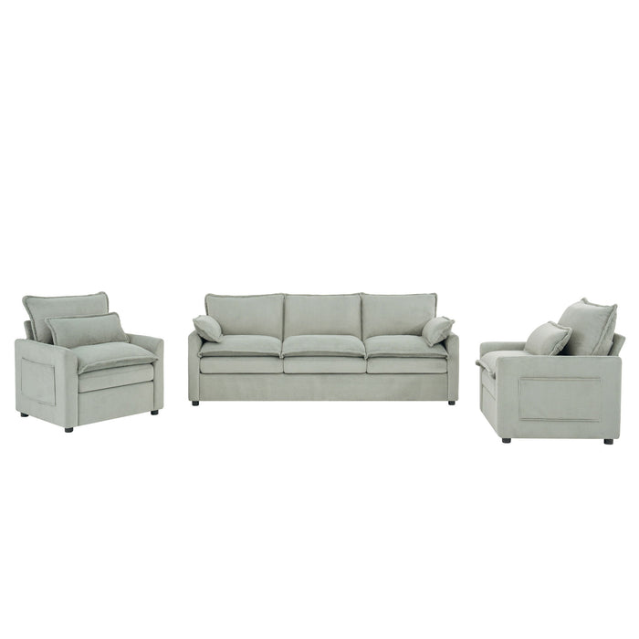 Modern Sofa Set With Double Layer Cushion And Side Storage Pockets Hearth and Haven