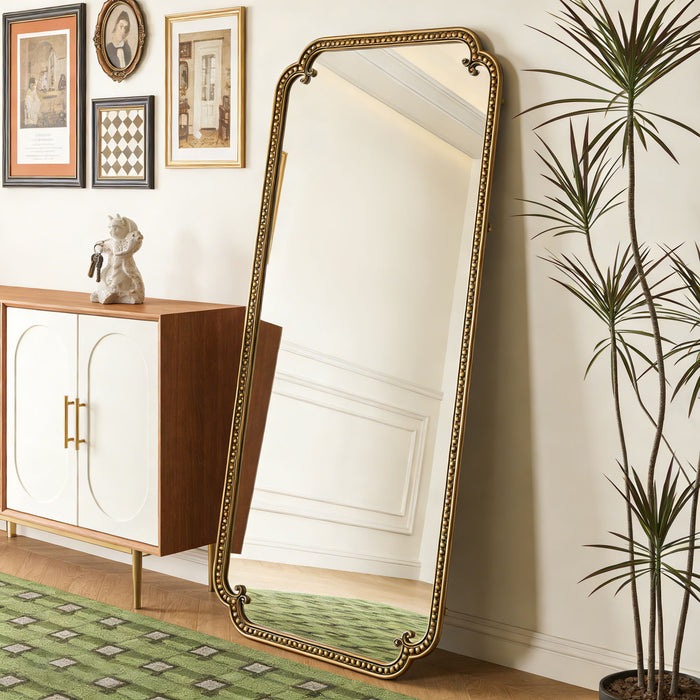 Full Length Mirror With Stand, Floor Standing Dressing For Bedroom - Antique Gold Daily Nest
