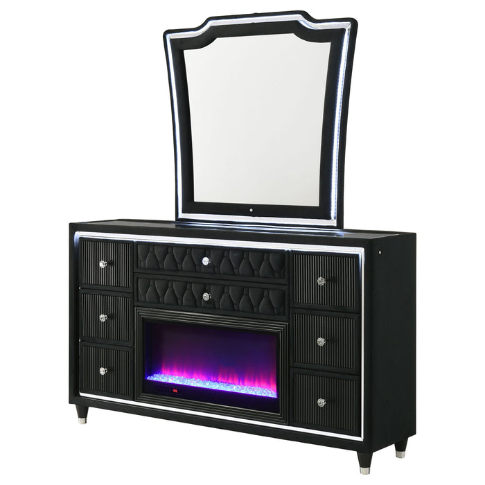 Mika - 8 Drawer LED Dresser And Mirror Set - Black Furniture Max