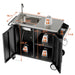 Outdoor Grill Table With Sink, Grill Cart With Sink And Cabinet With Wheels - Black / Silver Daily Nest