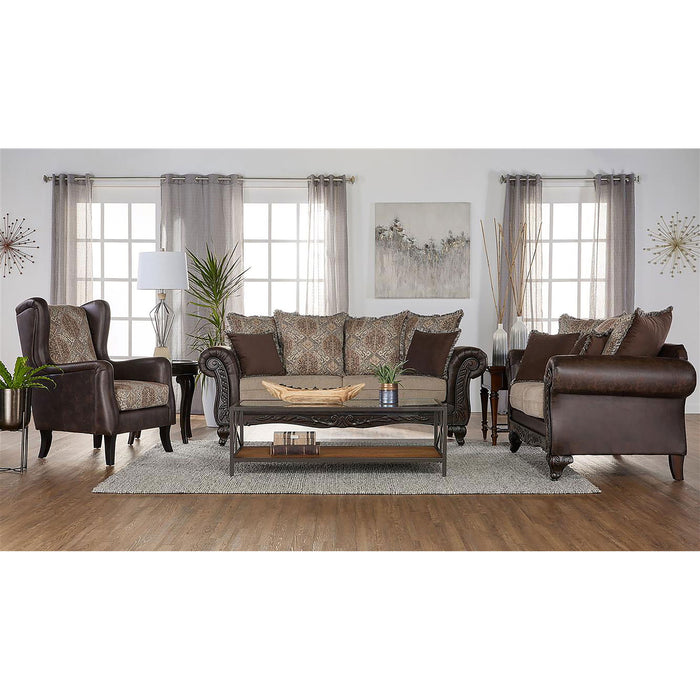 Brookridge - Rolled Arm Loveseat Sofa With Upholstery - Brown Furniture Max