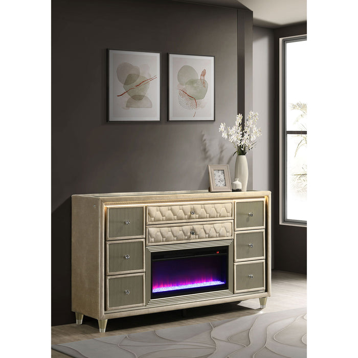 Mika - 8 Drawer LED Fireplace Dresser Furniture Max