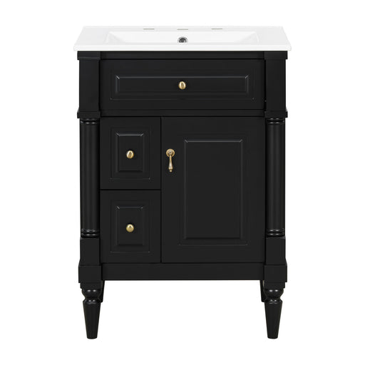 Freestanding Bathroom Vanity With Sink, Adjustable Shelf & Flip Drawer Hearth and Haven