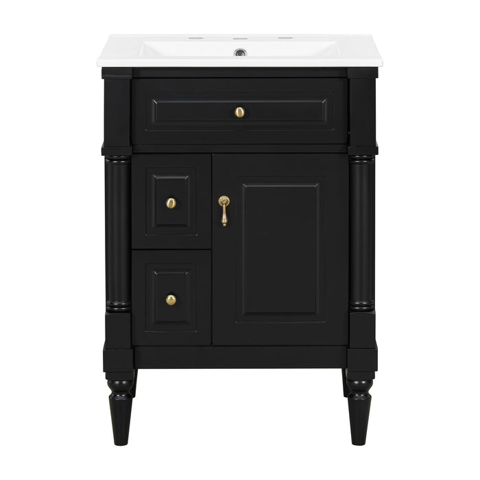 Freestanding Bathroom Vanity With Sink, Adjustable Shelf & Flip Drawer Hearth and Haven