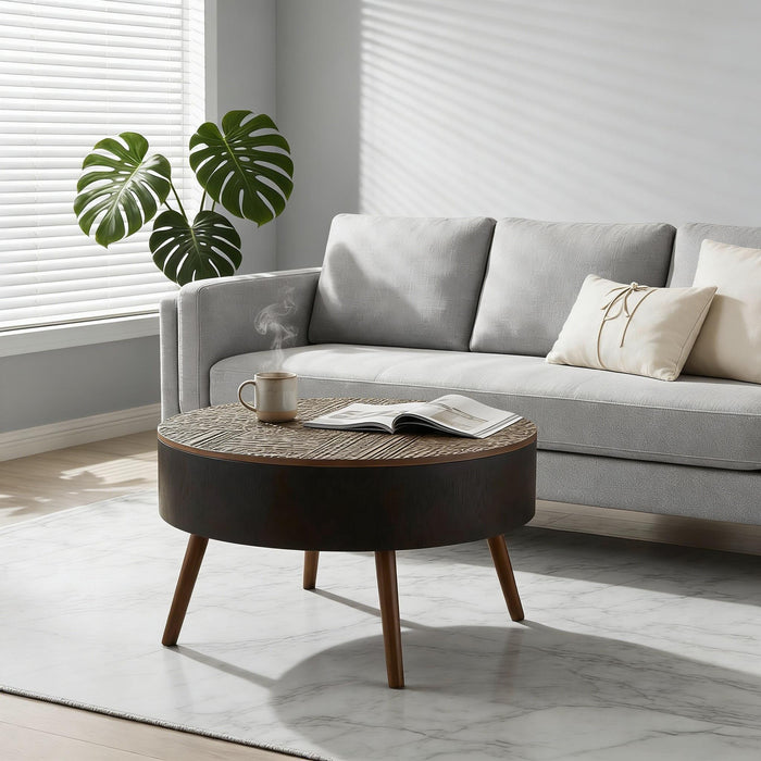 Round Coffee Table With Storage Function For Living Rooms Home Essentials