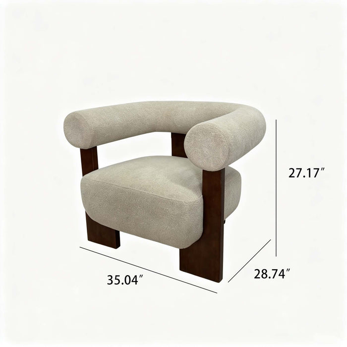 C - Shaped Chunky Arm Accent Chair - Beige / Brown Home Essentials