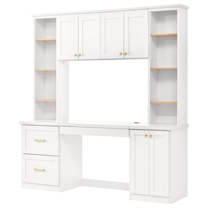 Computer Desk With Hutch, Workstation With Desk Grommet & Keyboard Tray Hearth and Haven