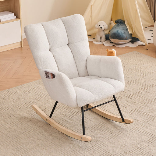 Teddy Fabric Rocking Gilder Nursery Chair For Living Room Indoor - Ivory Home Essentials