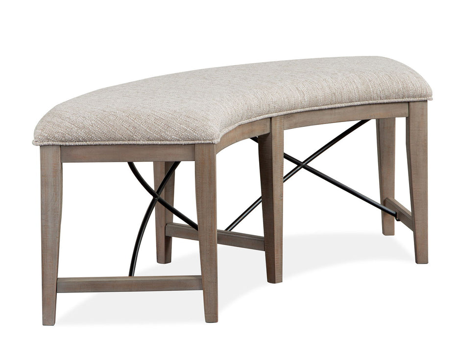 Paxton Place - Curved Bench With Upholstered Seat - Dovetail Gray Magnussen Furniture