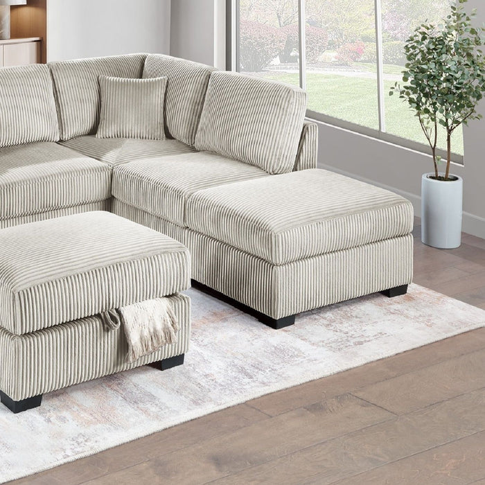 3 Piece Sectional Sofa With Reversible Chaise And USB Storage Ottoman Home Essentials