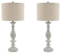 Bernadate - Poly Table Lamp (Set of 2) - Whitewash Signature Design by Ashley®