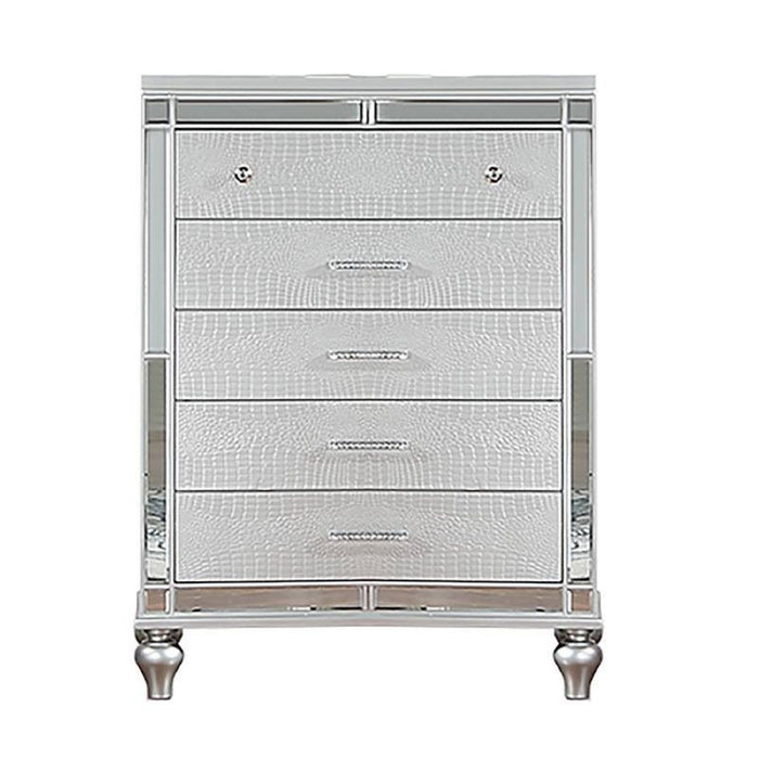 1 Piece Chest With 5 Drawers Snake Skin Bedroom Furniture - Silver Home Essentials