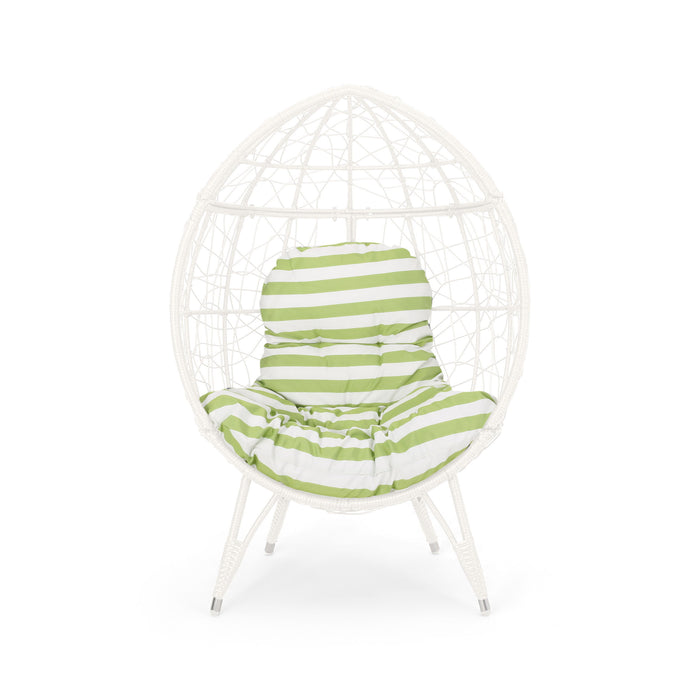 Gianni Teardrop Chair - White / Green