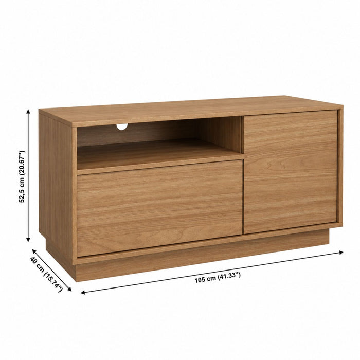 TV Stand For TVs Up To 45" With 1 Door, 1 Drawer, 1 Open Shelf - Oak Home Essentials