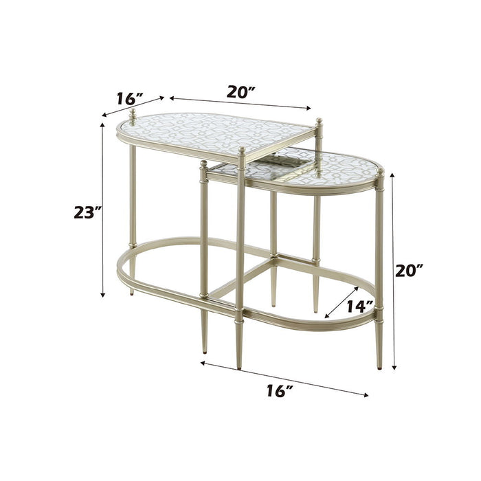 Zaba - Nesting Table - Glass Top & Silver ACME