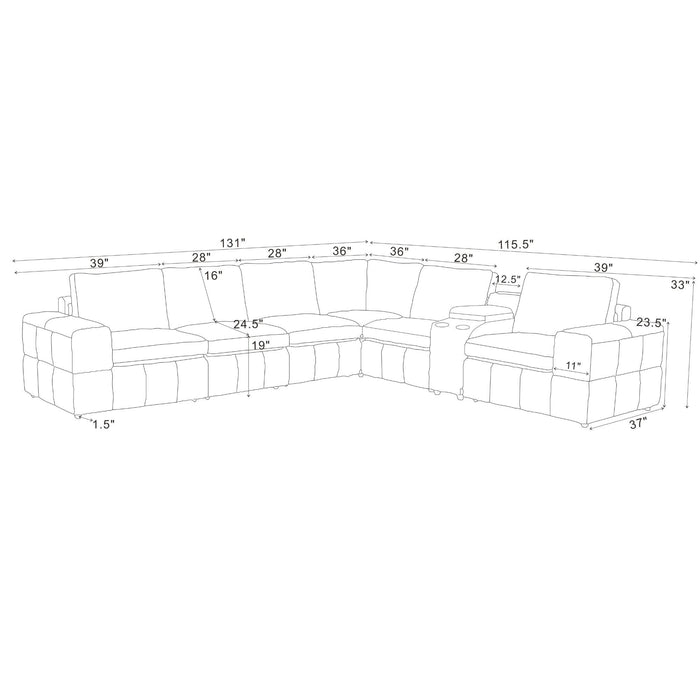 Modular Sectional With Large Square Arms Home Essentials