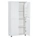 Tall And Wide Bathroom Floor Storage Cabinet With 4 Doors, Adjustable Shelves - White Hearth and Haven