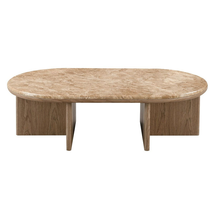 Markku - Coffee Table With Natural Marble - Oak ACME