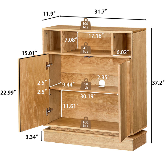 Fluted Sideboard Buffet Cabinet With 2 Doors And Adjustable Shelf, Storage Cabinet For Entryway Home Essentials